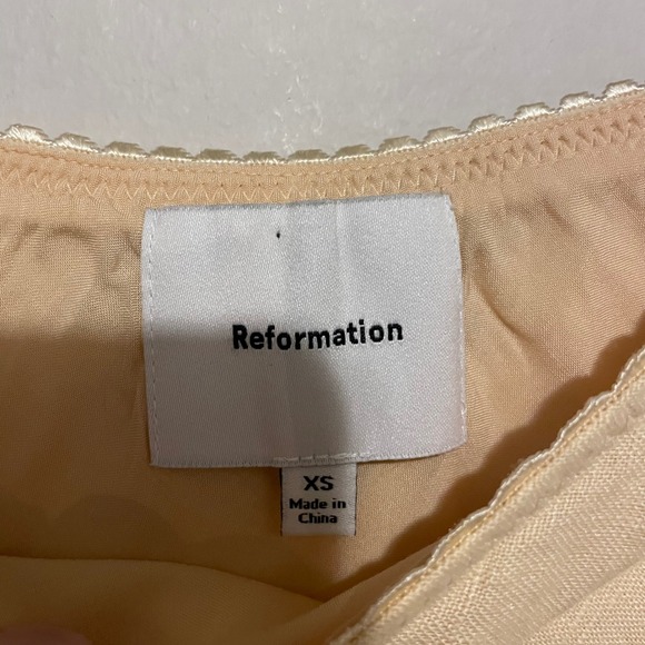 Reformation Brandy linen mini skirt XS butter yellow coquette bridal minimalist - Picture 4 of 6